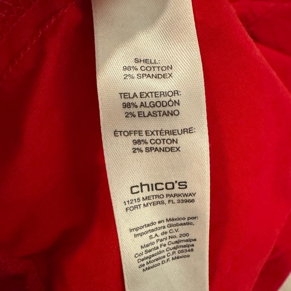 Chico’s cargo shorts Red Chicos Size 3 = size 16 - Picture 10 of 10